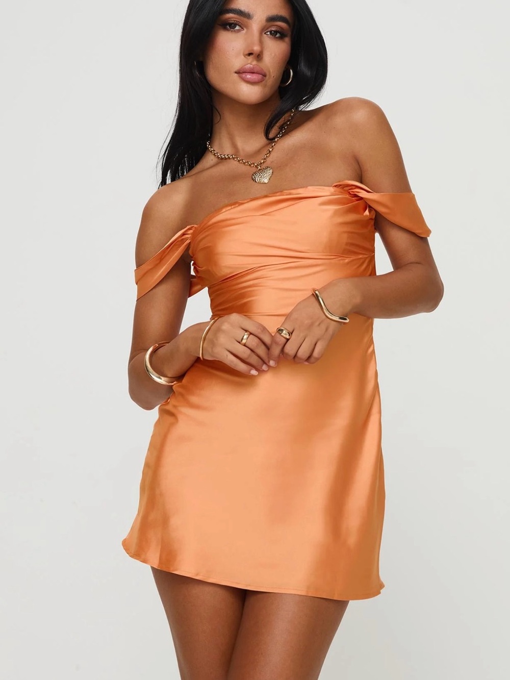 Princess Polly Strapless Satin Mini Dress in Orange